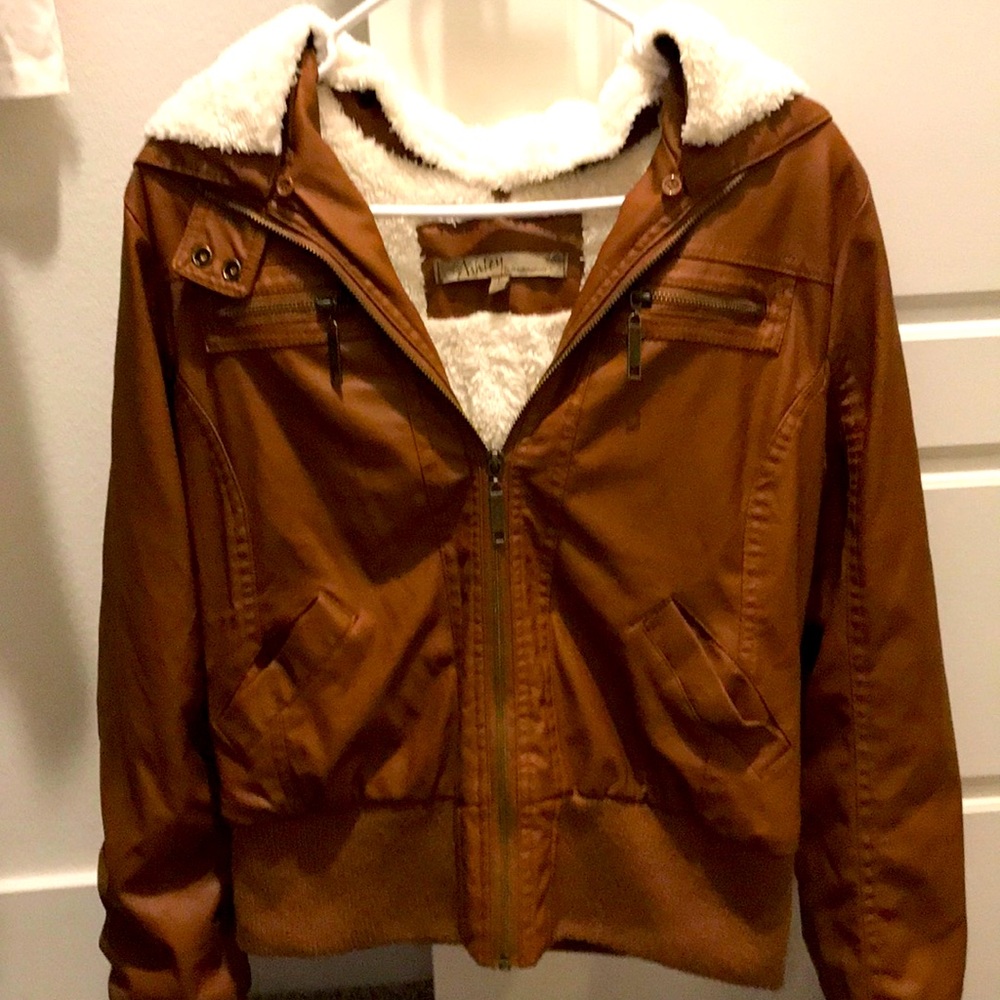 Brown leather jacket